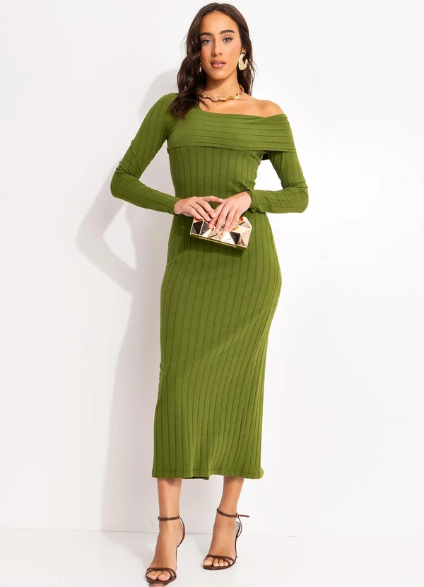 Forum - Vestido Canelado Verde