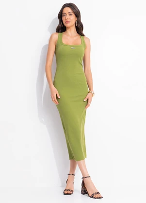 Colcci - Vestido Canelado Verde - COLCCI