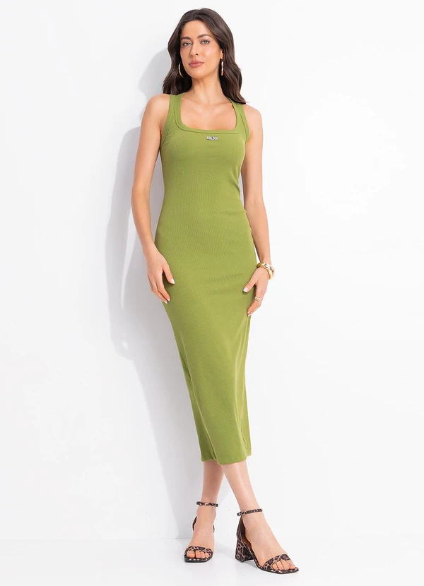 Colcci - Vestido Canelado Verde