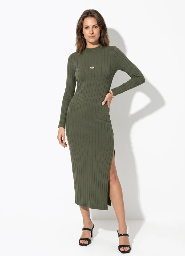 Colcci - Vestido Canelado Verde