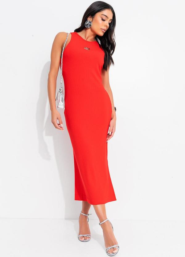 Colcci - Vestido Canelado Vermelho