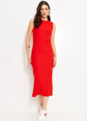 Colcci - Vestido Canelado Vermelho - COLCCI