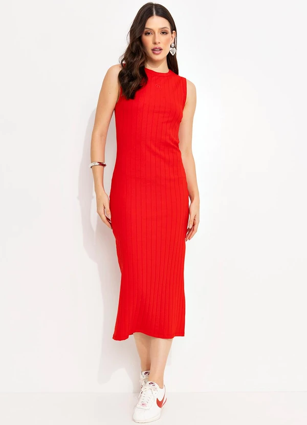 Colcci Vestido Canelado Vermelho