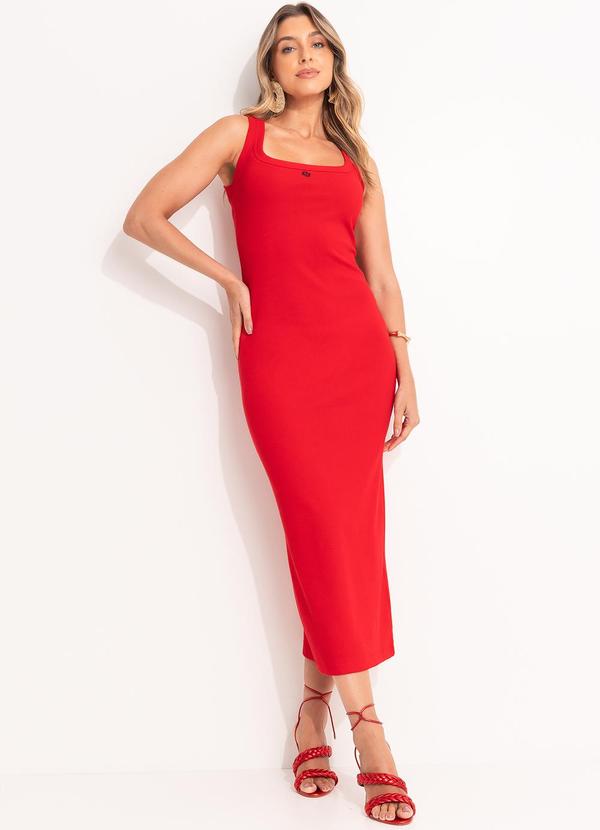 Colcci - Vestido Canelado Vermelho