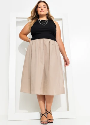 Quintess - Vestido Caqui em Tricoline - QUINTESS