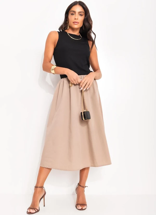 Quintess - Vestido Caqui em Tricoline