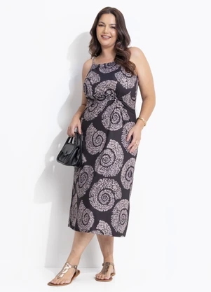 Quintess - Vestido Caracol Dourado em Malha Fria - QUINTESS