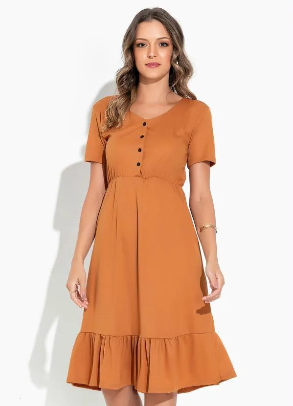 Rosalie - Vestido Caramelo com Babado