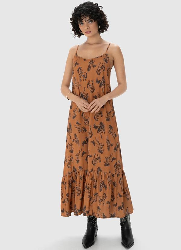 Enfim - Vestido Caramelo Country Midi Amplo