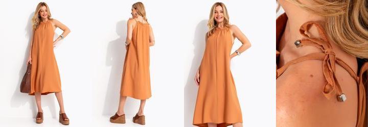 Vestido Caramelo em Tecido de Alfaiataria