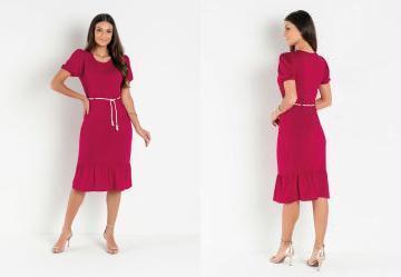 Vestido Cereja com Cinto