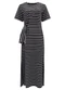 Lunender - Vestido Chá com Amarração Listrada Preto - variação: Preto
