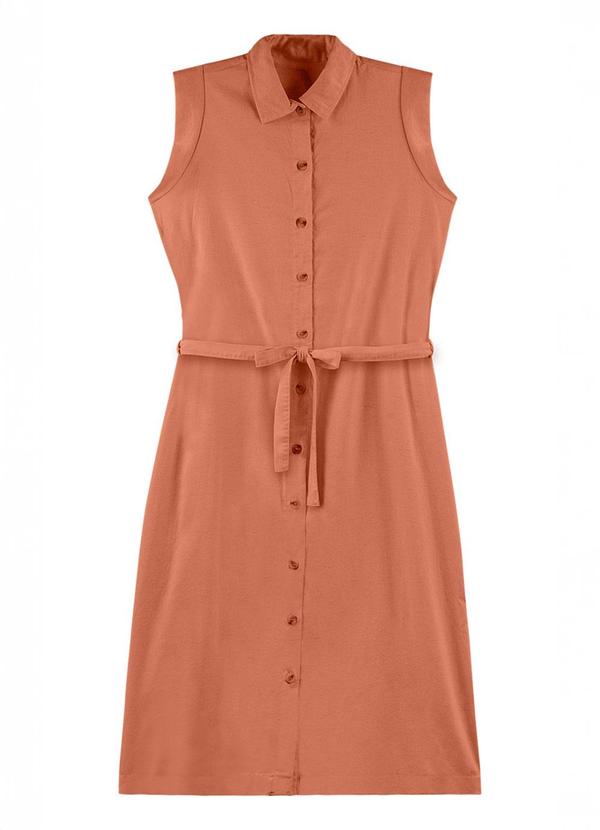 Outlet - Vestido Chemise com Faixa Adulto Feminino Marrom