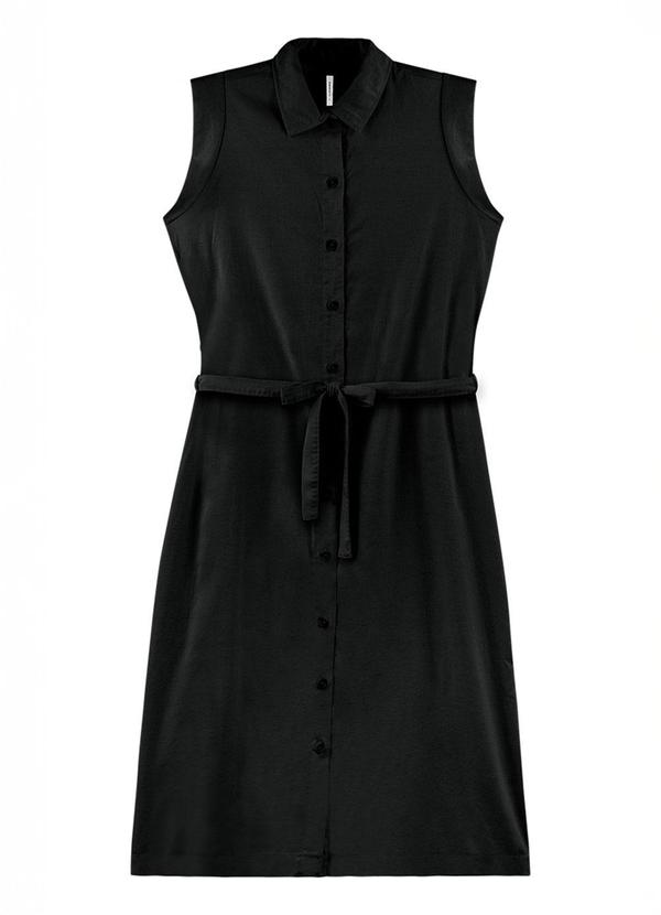 Rezzato - Vestido Chemise com Faixa Adulto Feminino Preto