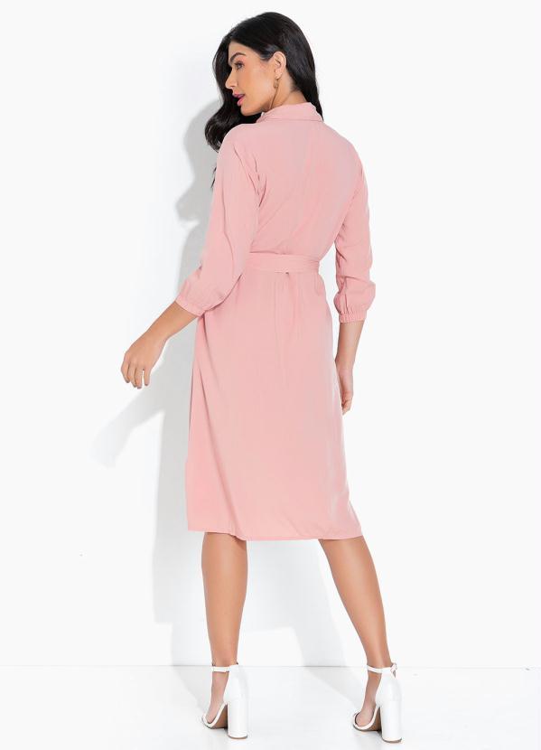 bonprix - Vestido Chemise com Fechamento em Botões Salmão 5