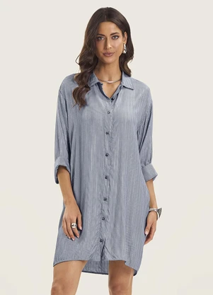Endless - Vestido Chemise Feminino com Botões Azul - ENDLESS