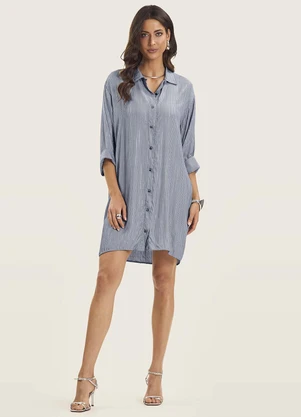 Endless - Vestido Chemise Feminino com Botões Azul - ENDLESS