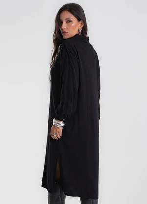 Endless - Vestido Chemise Feminino Liso Preto - ENDLESS