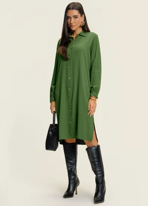 Endless - Vestido Chemise Feminino Liso Verde - ENDLESS