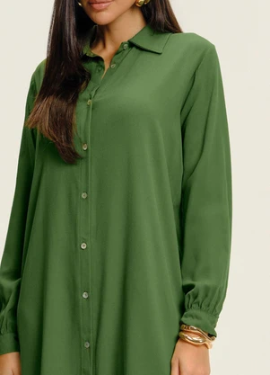 Endless - Vestido Chemise Feminino Liso Verde - ENDLESS