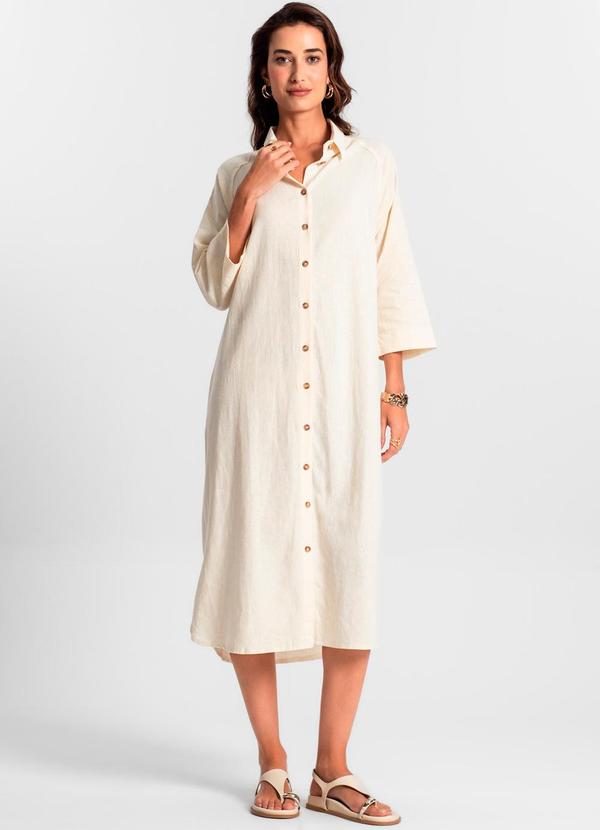 Select - Vestido Chemise Feminino Viscose Select Bege