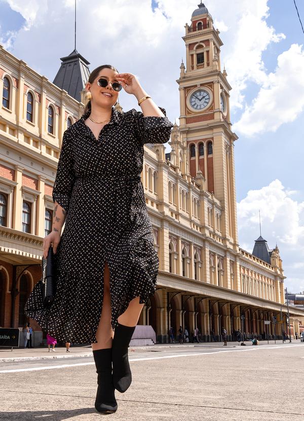 Quintess - Vestido Chemisier Poá Irregular em Crepe Plano 8