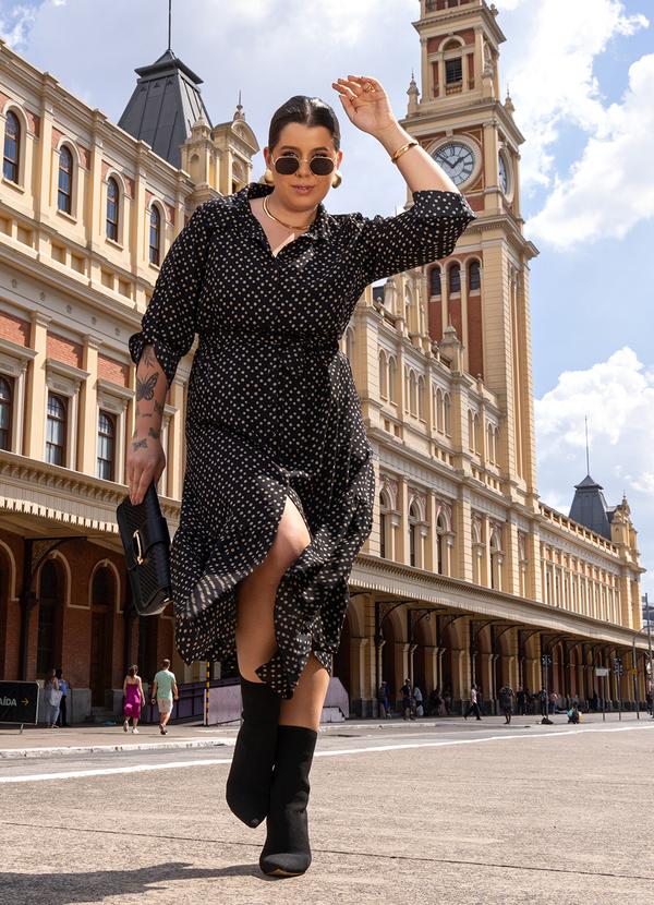 Quintess - Vestido Chemisier Poá Irregular em Crepe Plano 6