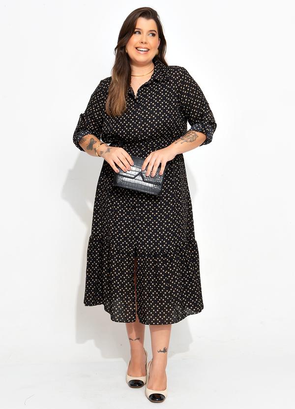 Quintess - Vestido Chemisier Poá Irregular em Crepe Plano 5