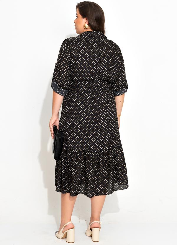 Quintess - Vestido Chemisier Poá Irregular em Crepe Plano 1