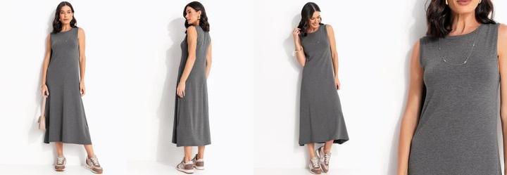 Vestido Chumbo em Moletinho de Viscose