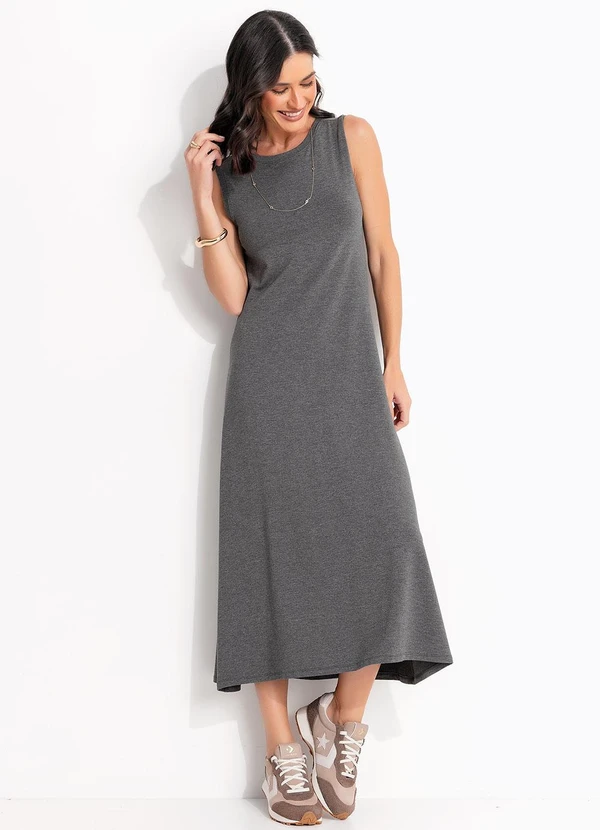 Quintess - Vestido Chumbo em Moletinho de Viscose