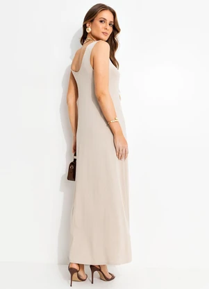 Quintess - Vestido Bege em Malha de Viscose - QUINTESS