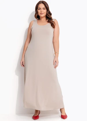Quintess - Vestido Bege em Malha de Viscose - QUINTESS