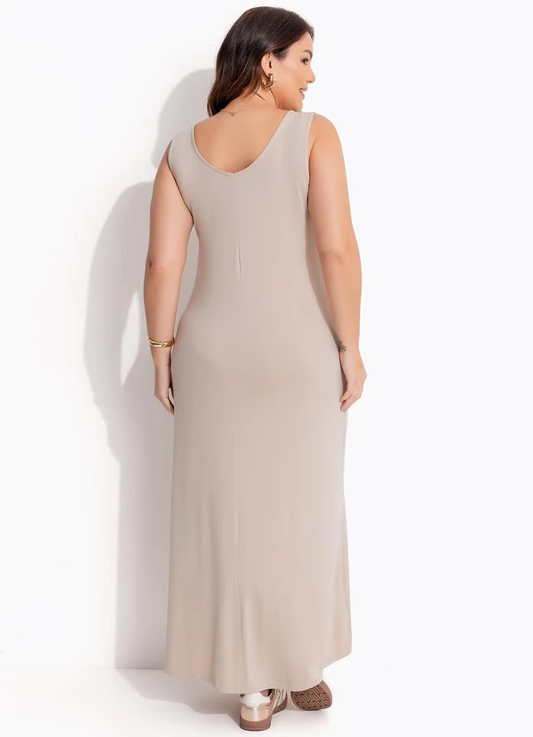 Quintess - Vestido Bege em Malha de Viscose 11