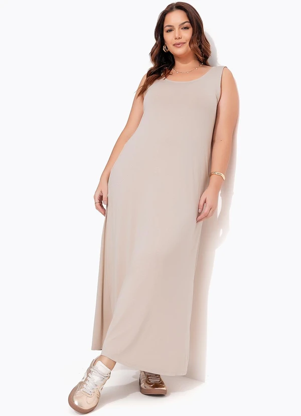 Quintess - Vestido Bege em Malha de Viscose 14