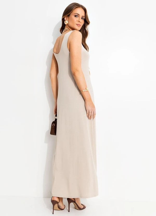 Quintess - Vestido Bege em Malha de Viscose 2