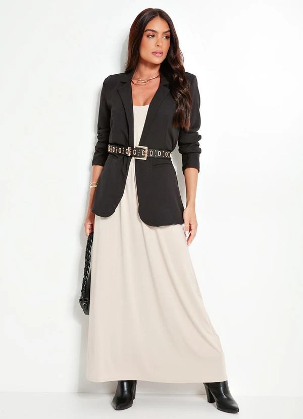 Quintess - Vestido Bege em Malha de Viscose 6