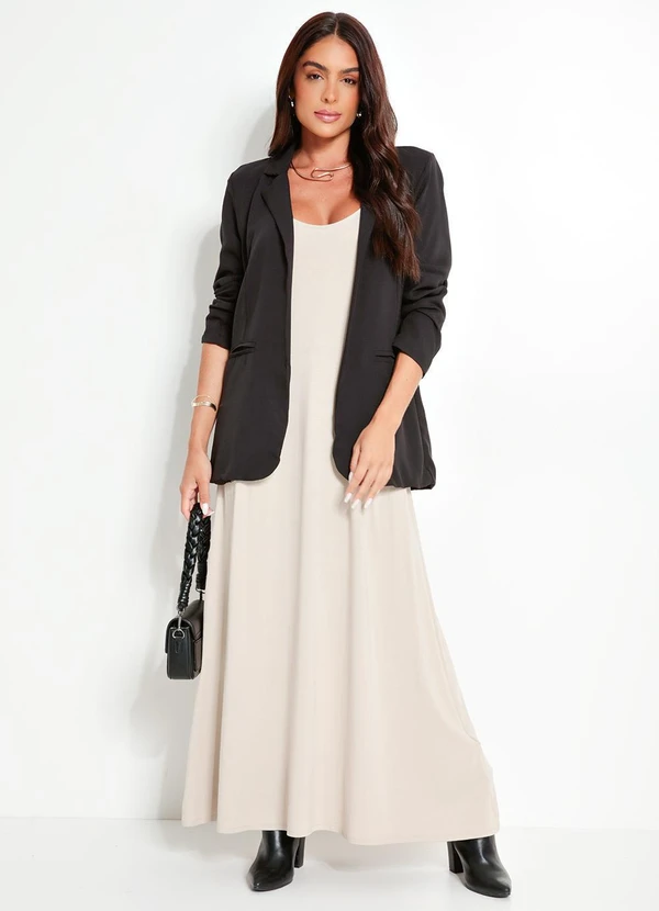 Quintess - Vestido Bege em Malha de Viscose 7