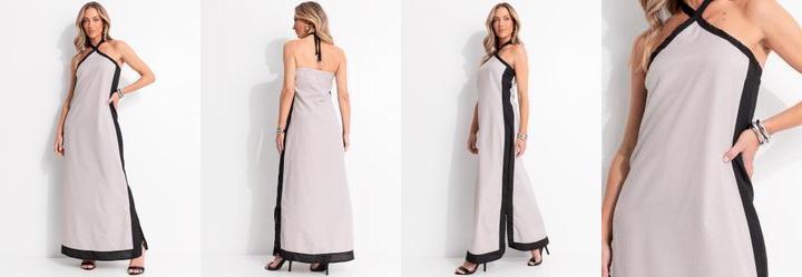 Vestido Cinza Claro em Tricoline Ecolgica