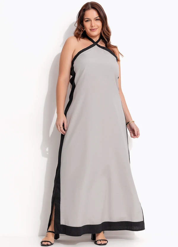 Quintess - Vestido Cinza Claro em Tricoline Ecológica 6