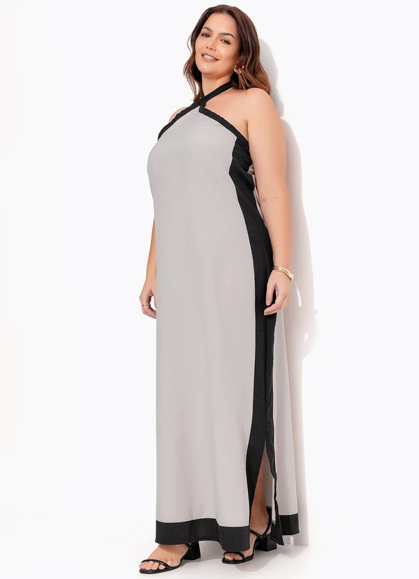 Quintess - Vestido Cinza Claro em Tricoline Ecológica 8