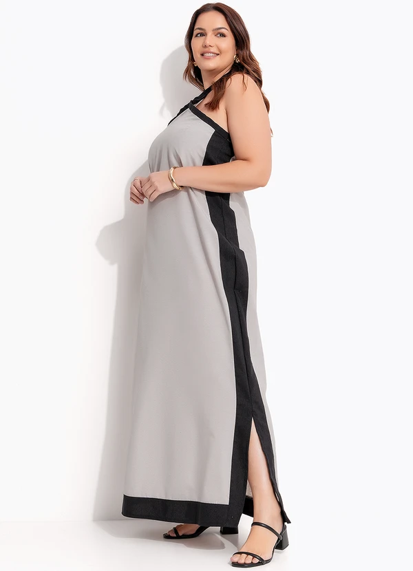 Quintess - Vestido Cinza Claro em Tricoline Ecológica 9