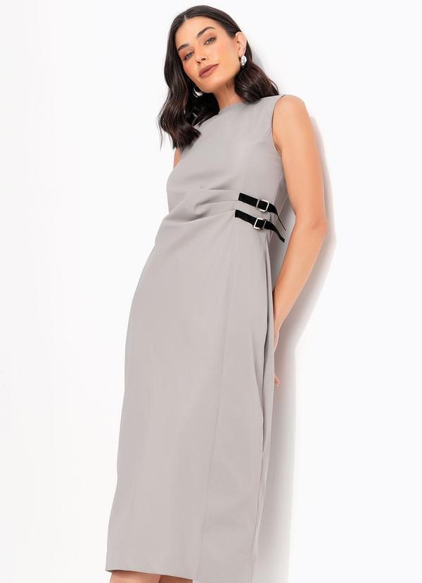 Vestido Cinza em Alfaiataria Sarjada