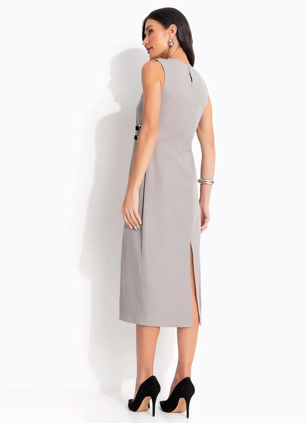 Quintess - Vestido Cinza em Alfaiataria Sarjada 2