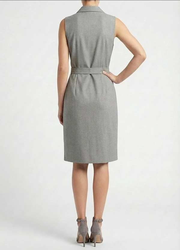 Quintess - Vestido Cinza em com Aspecto de Linho 2