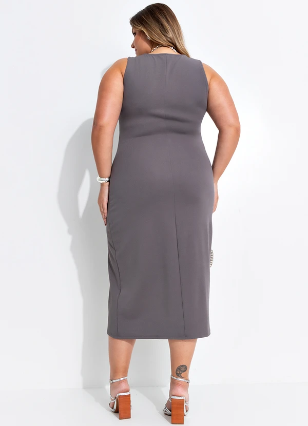 Quintess - Vestido Cinza em Malha Crepe 6