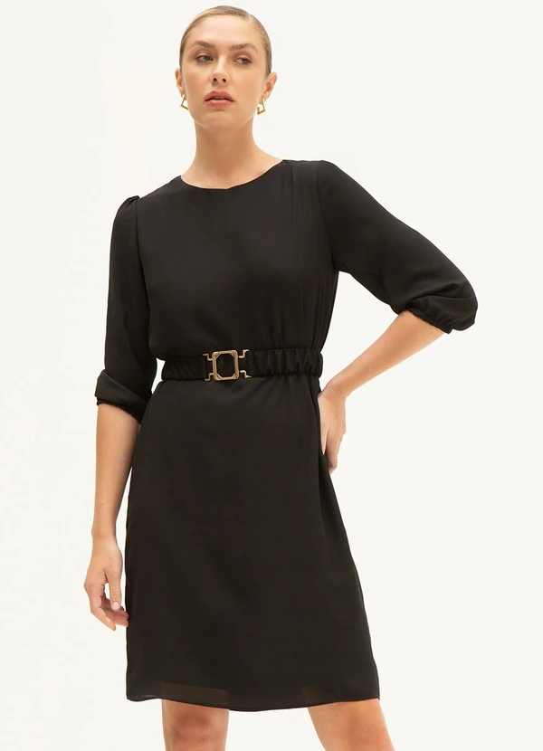 Principessa - Vestido Clássico com Cinto Vilmara Preto