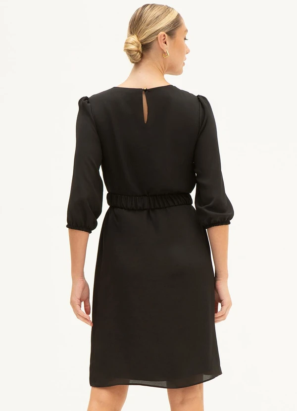 Principessa - Vestido com Cinto e Fivela Dourada Preto Vilmara 2