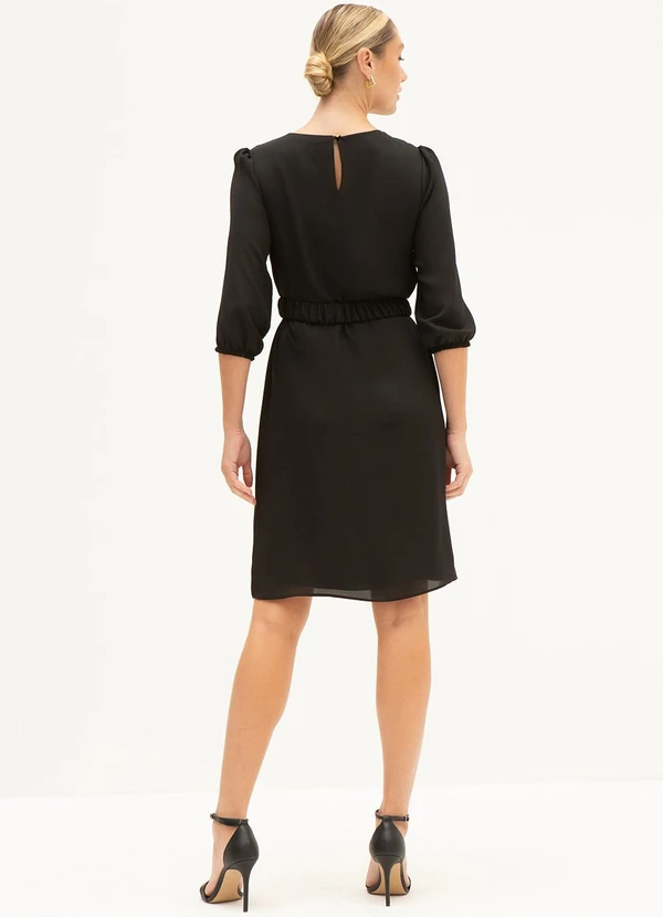 Principessa - Vestido com Cinto e Fivela Dourada Preto Vilmara 4