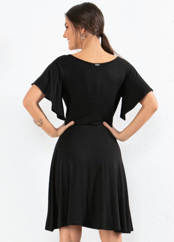 Quintess - Vestido Clássico Transpassado Preto 2